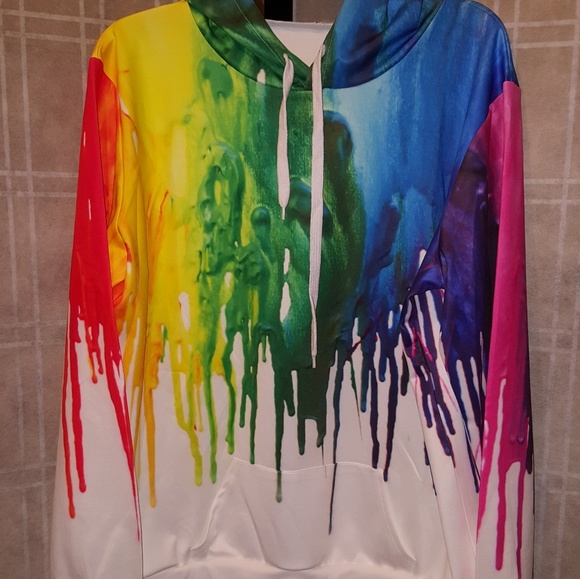 🌹White Sweatshirt w/"Paint" Accents🛍 - Picture 3 of 4